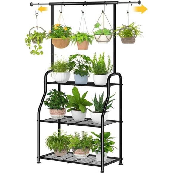 Simple Trending Plant Stand Indoor Outdoor, Heavy Duty Metal 3 Tiered Hanging - Picture 1 of 14